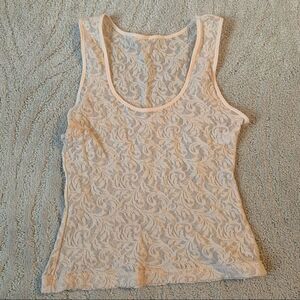 Calvin Klein Sheer Pink Lace Tank Top